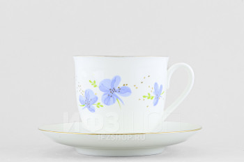 Чашка с блюдцем кофейная ф. Ландыш рис. Голубые цветы