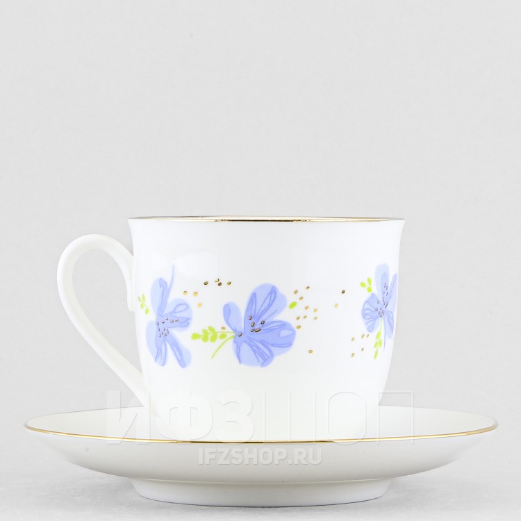 Чашка с блюдцем кофейная ф. Ландыш рис. Голубые цветы в Москве