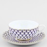 Чашка с блюдцем чайная ф. Купольная рис. Кобальтовая сетка в Москве