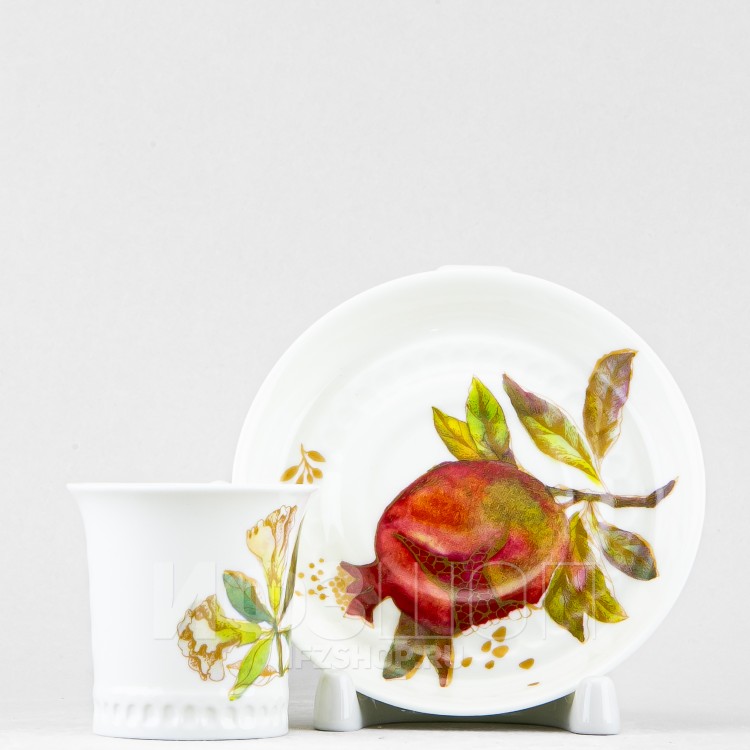 Чашка с блюдцем кофейная ф. Вертикаль рис. Гранаты (микс) в Москве