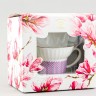 Чашка с блюдцем чайная ф. Волна рис. Геометрия №2 в подарочной упаковке (Цветы)