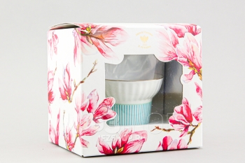 Чашка с блюдцем чайная ф. Волна рис. Геометрия №3 в подарочной упаковке (Цветы)