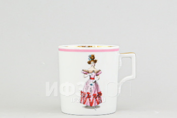 Чашка чайная ф. Гербовая рис. Modes de Paris (розовый, 1828 год)