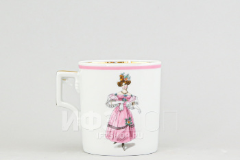 Чашка чайная ф. Гербовая рис. Modes de Paris (розовый, 1828 год)