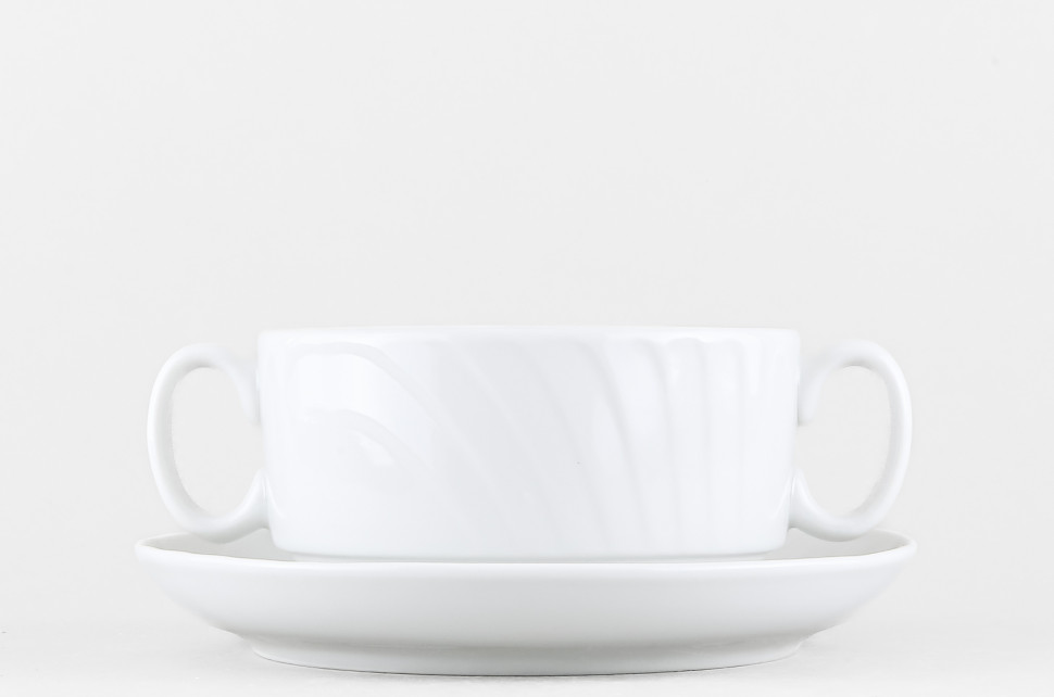 Чашка с блюдцем бульонная ф. Голубка рис. Белый
