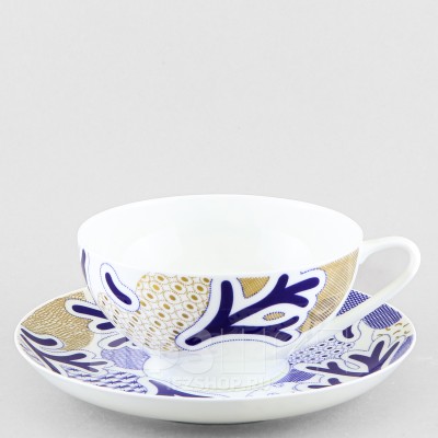 Чашка с блюдцем чайная ф. Купольная рис. Синий узор
