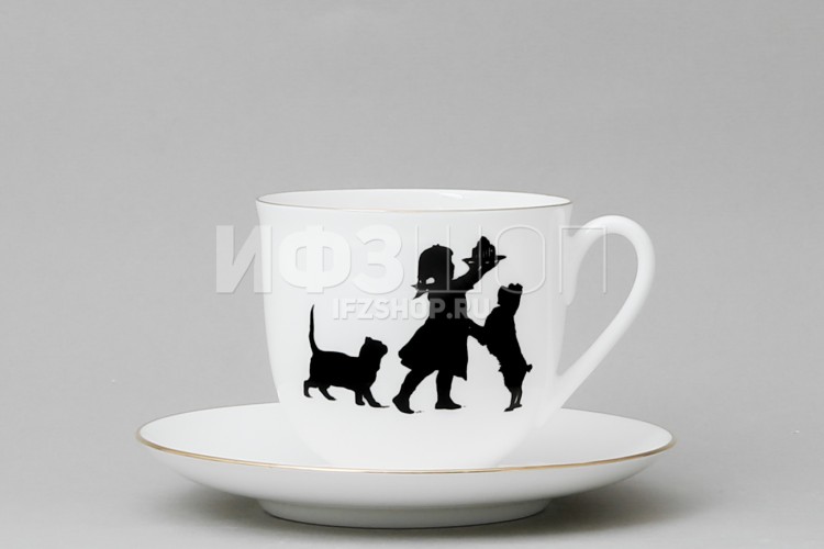 Чашка с блюдцем кофейная ф. Ландыш рис. Силуэты. Именинница в подарочной упаковке (Цветы) 