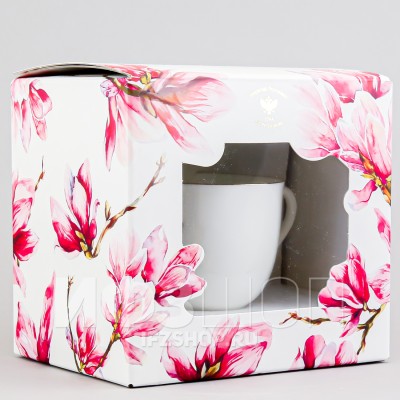 Чашка с блюдцем кофейная ф. Ландыш рис. Силуэты. Именинница в подарочной упаковке (Цветы)