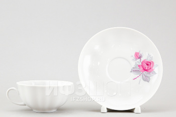 Чашка с блюдцем чайная ф. Тюльпан рис. Дикая роза