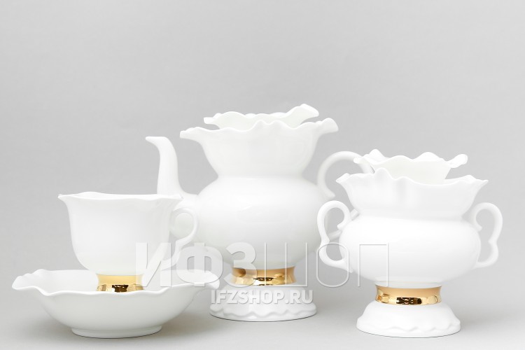 Сервиз чайный ф. Белый цветок рис. Золотая лента, 14 предметов в Москве