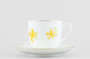 Чашка с блюдцем кофейная ф. Ландыш рис. Желтые цветы