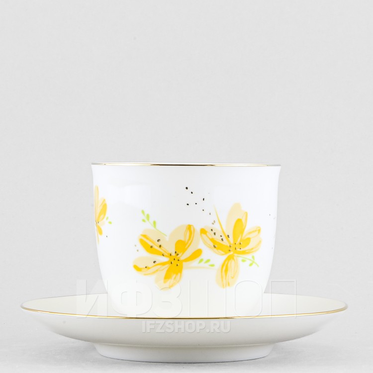 Чашка с блюдцем кофейная ф. Ландыш рис. Желтые цветы в Москве