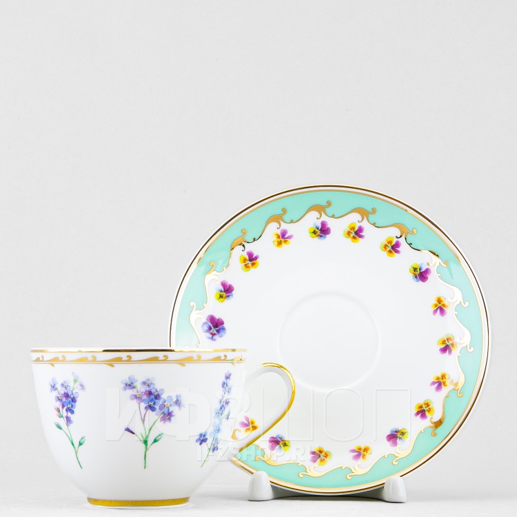 Чашка с блюдцем чайная ф. Весенняя-2 рис. Улыбка флоры 3 в Москве