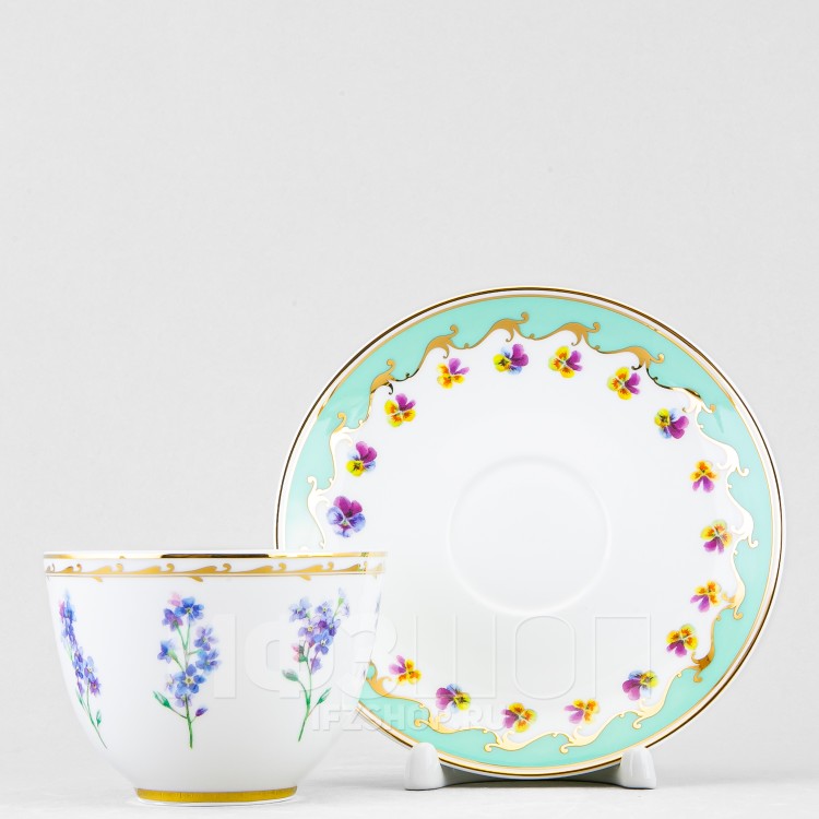 Чашка с блюдцем чайная ф. Весенняя-2 рис. Улыбка флоры 3 в Москве