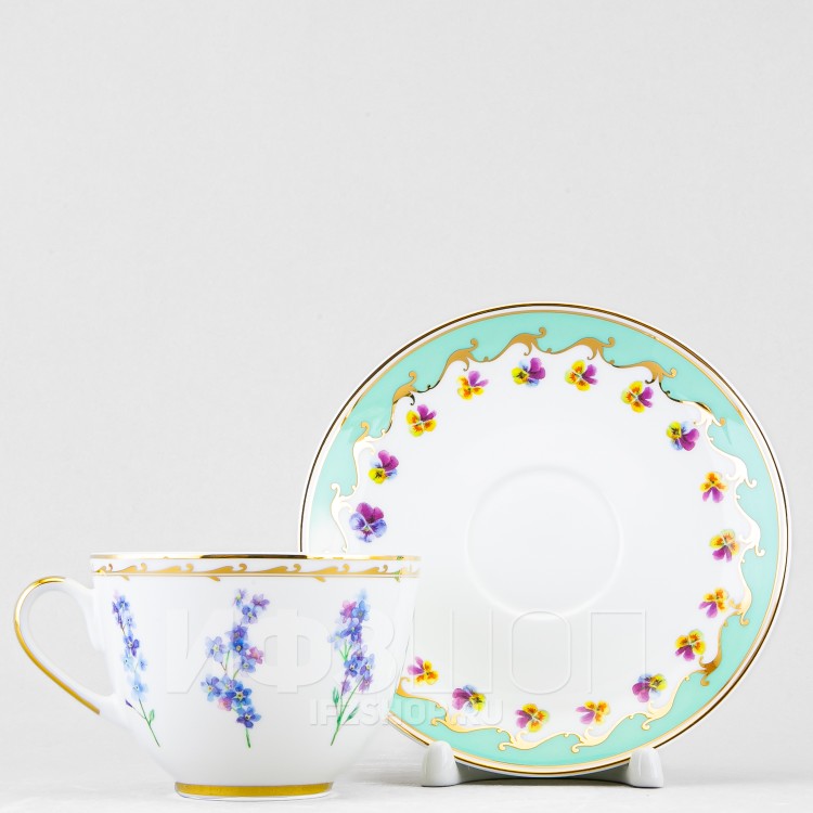 Чашка с блюдцем чайная ф. Весенняя-2 рис. Улыбка флоры 3 в Москве