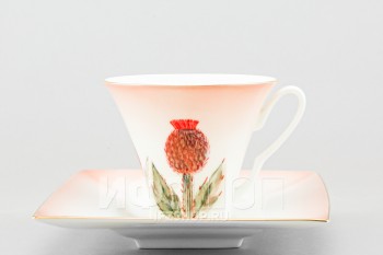 Чашка с блюдцем чайная ф. Петрополь рис. Репейник