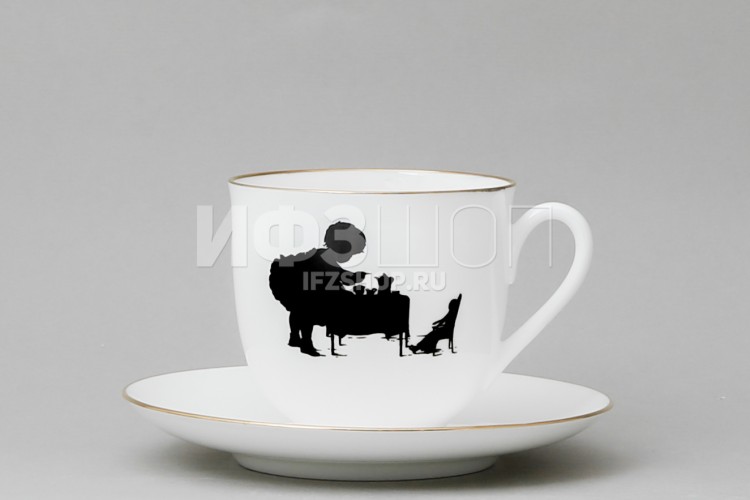 Чашка с блюдцем кофейная ф. Ландыш рис. Силуэты. Чаепитие в подарочной упаковке (Цветы) 