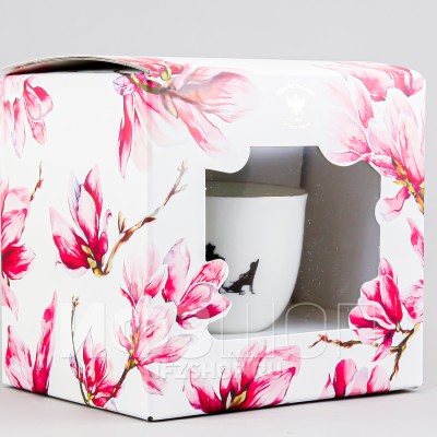 Чашка с блюдцем кофейная ф. Ландыш рис. Силуэты. Чаепитие в подарочной упаковке (Цветы)