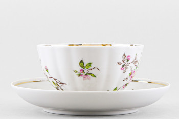 Чашка с блюдцем чайная ф. Белый лебедь рис. Цветение