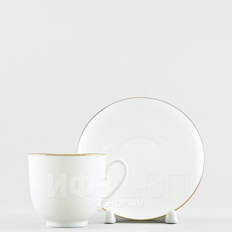 Чашка с блюдцем кофейная ф. Ландыш рис. Золотой кантик в Москве