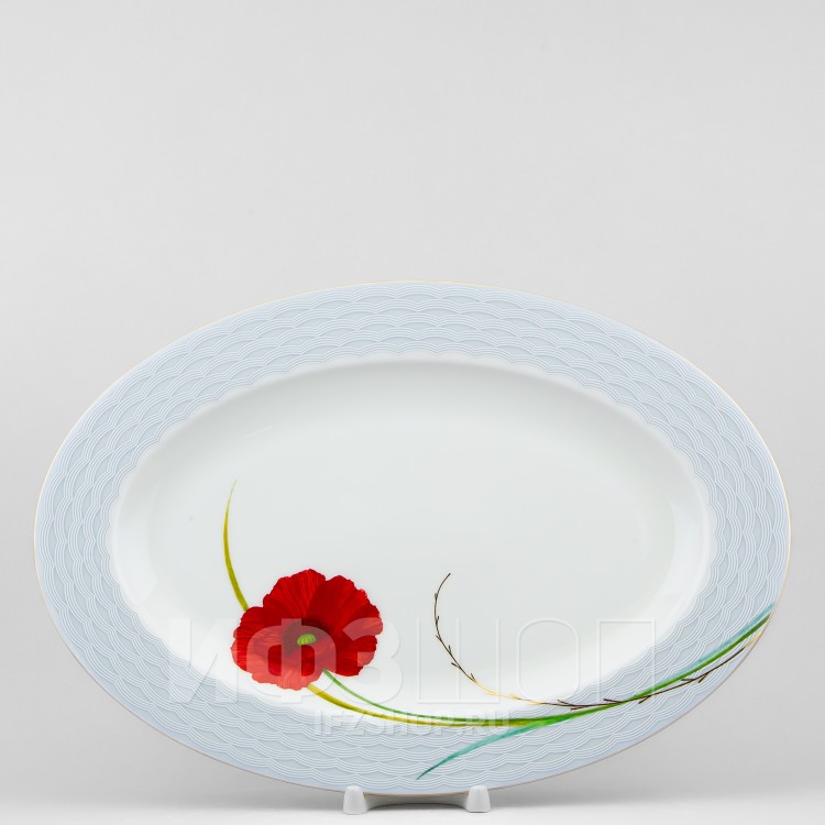 Блюдо овальное 35 х 25.5 см ф. Премиум рис. Маки в Москве