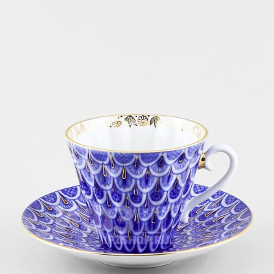 Чашка с блюдцем чайная ф. Лучистая рис. Незабудка