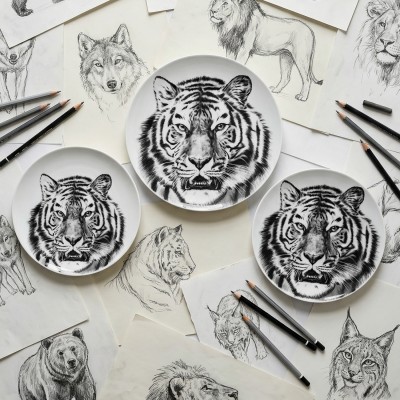 Набор тарелок ф. Универсал рис. Тигр, 3 предмета