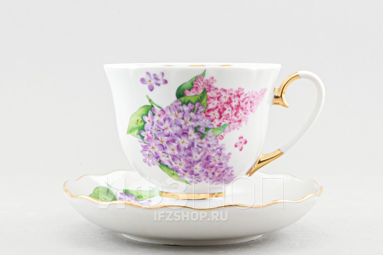 Чашка с блюдцем чайная ф. Бутон рис. Сирень 