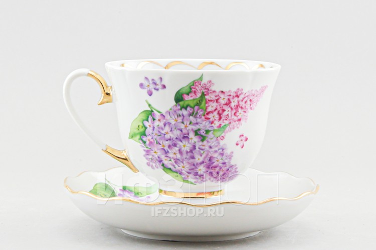 Чашка с блюдцем чайная ф. Бутон рис. Сирень 