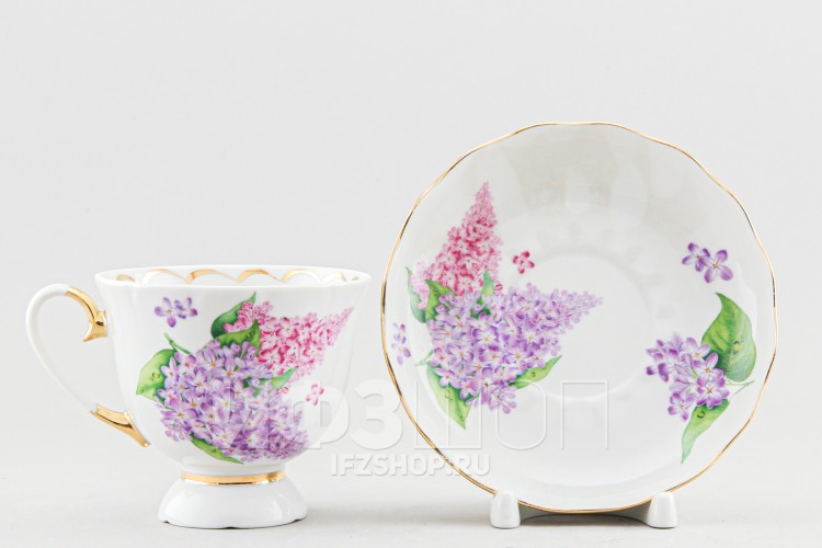 Чашка с блюдцем чайная ф. Бутон рис. Сирень 