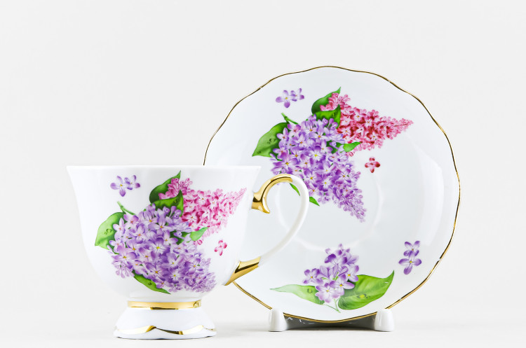 Чашка с блюдцем чайная ф. Бутон рис. Сирень 