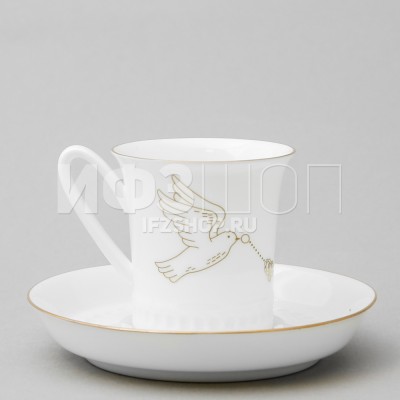 Чашка с блюдцем кофейная ф. Вертикаль рис. Счастье мое №1