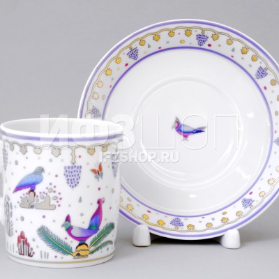 Чашка с блюдцем чайная ф. Гербовая рис. Нескучный сад №1