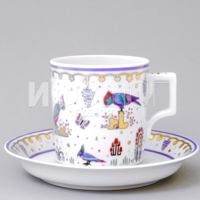 Чашка с блюдцем чайная ф. Гербовая рис. Нескучный сад №1