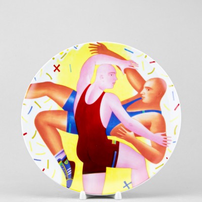 Декоративная тарелка 27.5 см рис. Борьба