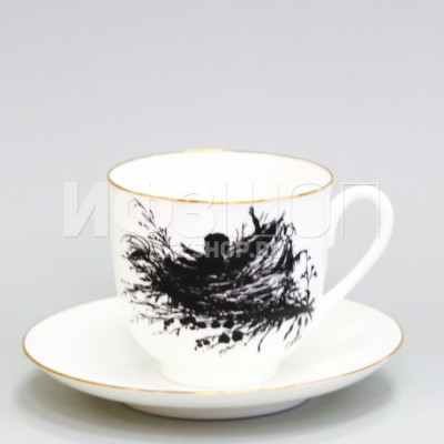 Чашка с блюдцем кофейная ф. Ландыш рис. Силуэты. Гнездышко