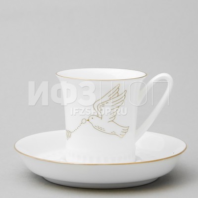 Чашка с блюдцем кофейная ф. Вертикаль рис. Счастье мое №2
