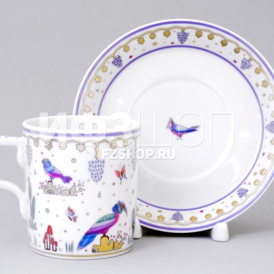 Чашка с блюдцем чайная ф. Гербовая рис. Нескучный сад №2