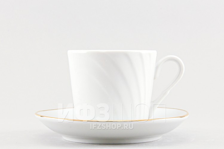 Чашка с блюдцем чайная ф. Голубка рис. Отводка золотом 