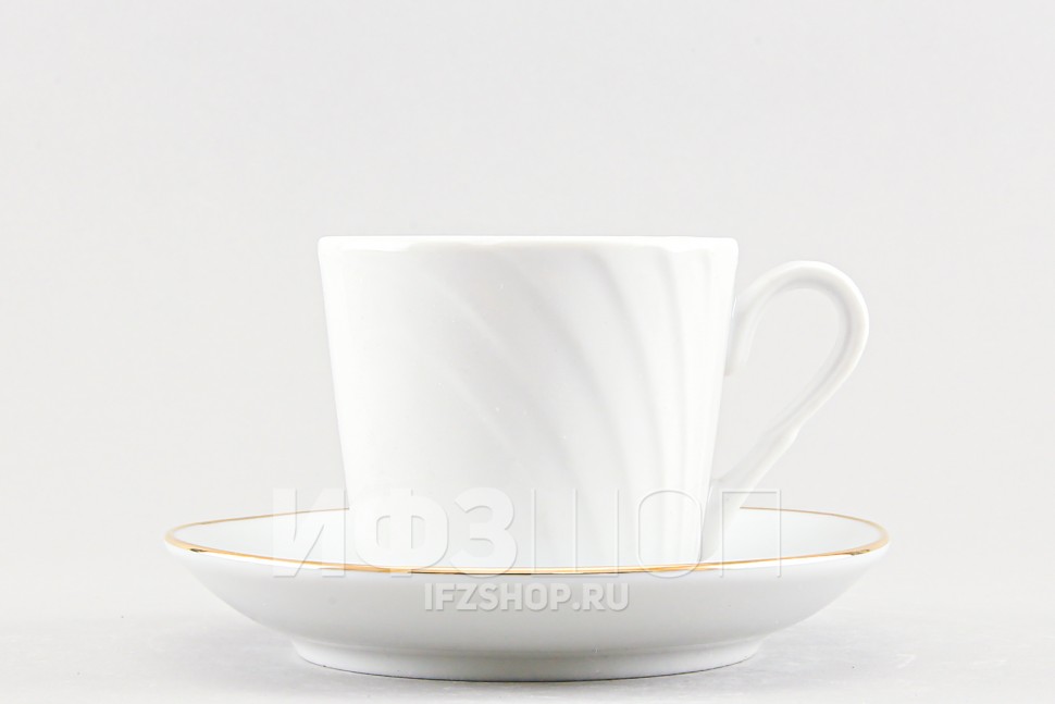 Чашка с блюдцем чайная ф. Голубка рис. Отводка золотом