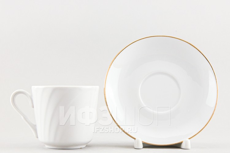 Чашка с блюдцем чайная ф. Голубка рис. Отводка золотом 