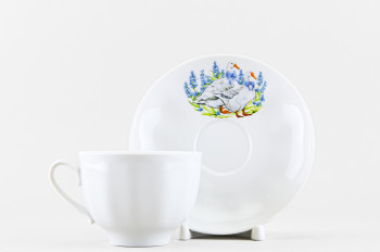 Чашка с блюдцем чайная ф. Гранатовый рис. Гуси
