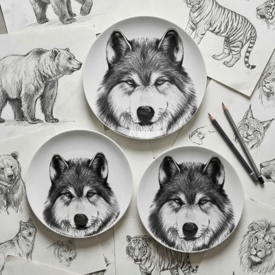 Набор тарелок ф. Универсал рис. Волк, 3 предмета