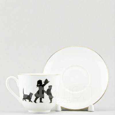 Чашка с блюдцем кофейная ф. Ландыш рис. Силуэты. Именинница