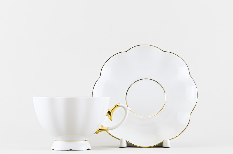 Набор из 4 чашек с блюдцем чайных ф. Елена рис. Отводка золотом в Пензе