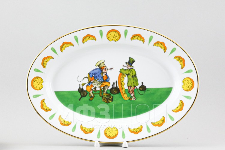 Блюдо овальное 36 х 25 см ф. Европейская-2 рис. Крысята-воришки 
