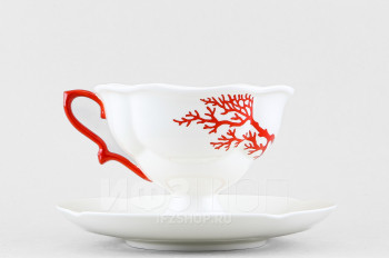 Чашка с блюдцем чайная ф. Наташа рис. Коралл