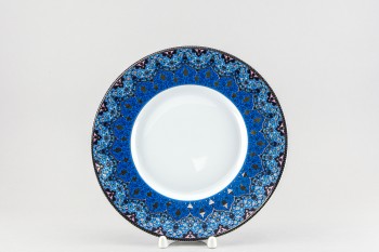 Тарелка плоская 24 см рис. Дхара в синем / Dhara Bleu