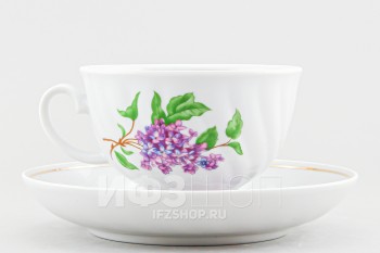Чашка с блюдцем чайная ф. Голубая роза рис. Сирень