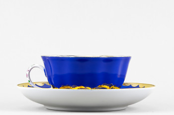 Чашка с блюдцем чайная ф. Тюльпан рис. Красавица синий